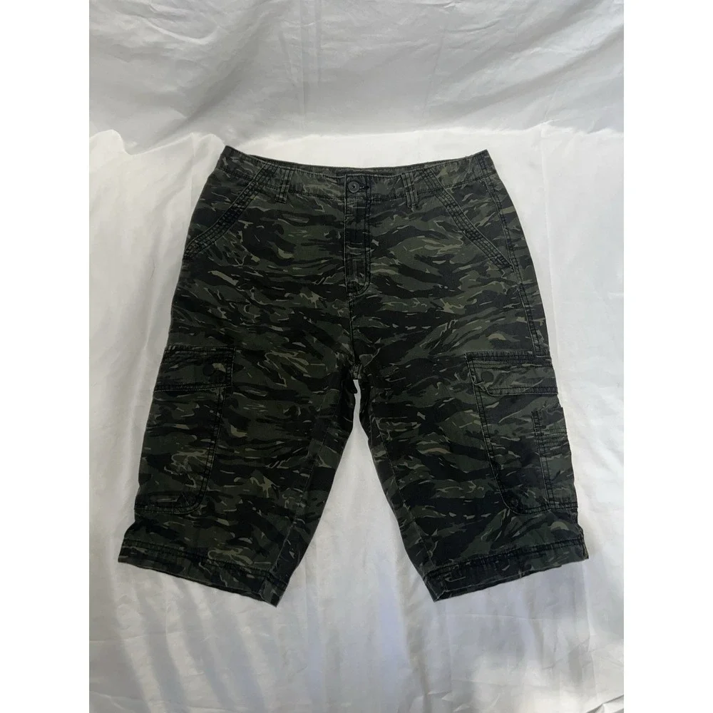 Plugg Jeans Men's Heavy Camouflage Cargo Shorts Size 34 Y2K Military Camo Grunge